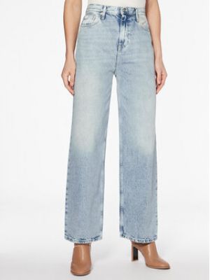 Szeroka noga luźne jeansy loose fit Calvin Klein Jeans - niebieski