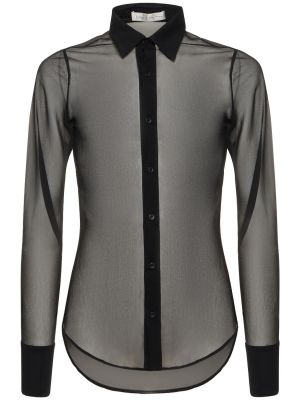 Slim fit srajca z mrežo Ludovic De Saint Sernin črna