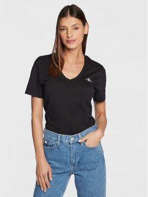 Slim fit póló Calvin Klein Jeans fekete