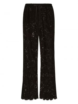 Prozirne hlače s čipkom Dolce & Gabbana crna