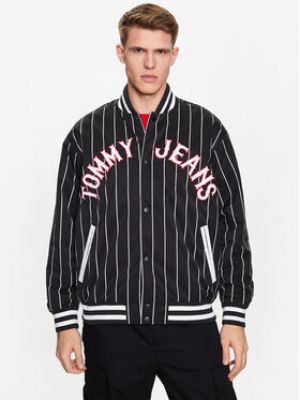 Pruhovaná džínová bunda relaxed fit Tommy Jeans černá