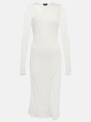 Белое платье миди из джерси из крепа Tom Ford