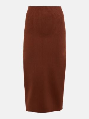 Midi sukně s vysokým pasem Victoria Beckham hnědé