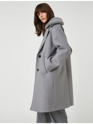 Kabát s knoflíky Koton šedý