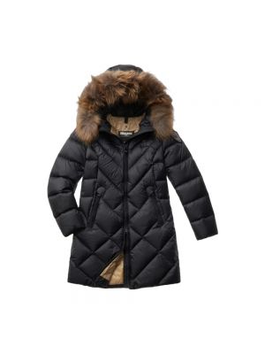 Pikowany płaszcz zimowy z futerkiem z kapturem Blauer czarny