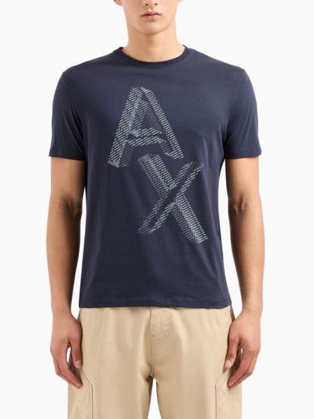Kokvilnas t-krekls ar apdruku Armani Exchange zils