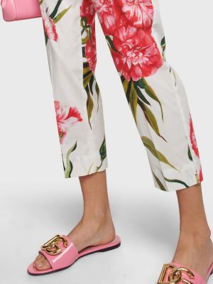 Pamučne hlače ravnih nogavica s cvjetnim printom Dolce&gabbana