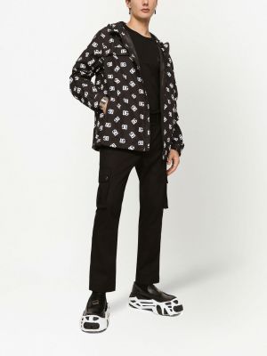 Kapučdžemperis ar rāvējslēdzēju ar apdruku Dolce & Gabbana melns