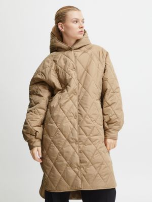 Prošívaný zimní kabát s kapucí Ichi béžový