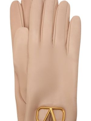 Кожаные перчатки Valentino бежевые
