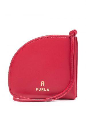 Kožená peněženka na zip se srdcovým vzorem Furla červená