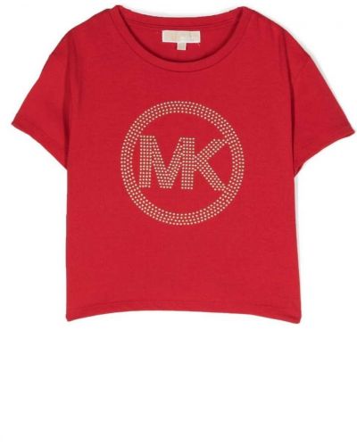 Szegecses rövid ujjú pamut póló Michael Kors Kids - piros