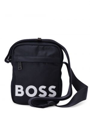 Чанта за ръка с принт Boss синьо