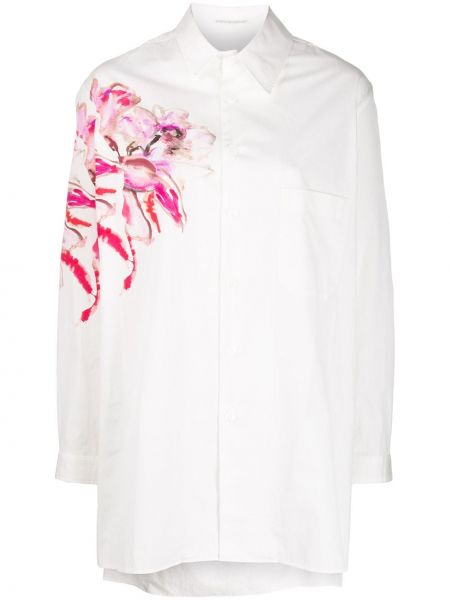 Camisa de flores con estampado Yohji Yamamoto blanco