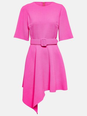 Asymetrické vlněné šaty Oscar De La Renta růžové