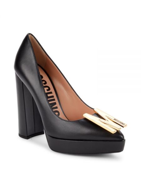 Кожаные туфли на платформе Moschino Couture черные