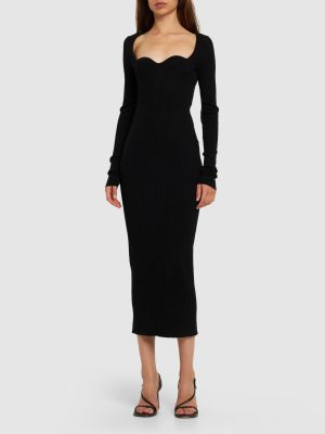 Rochie midi din viscoză cu mâneci lungi Remain negru