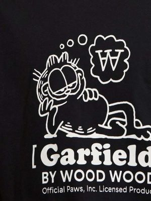 Bavlněné tričko s potiskem Wood Wood černé
