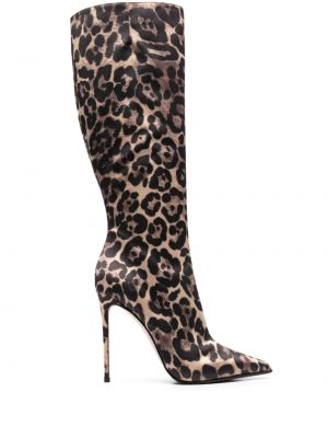 Členkové topánky s potlačou s leopardím vzorom Le Silla hnedá