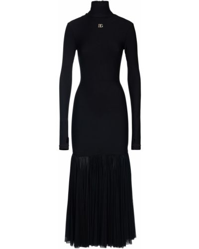 Неопренова миди рокля от тюл Dolce & Gabbana черно