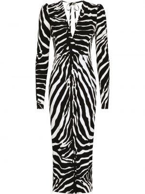 Dolga obleka s potiskom z zebra vzorcem Dolce & Gabbana