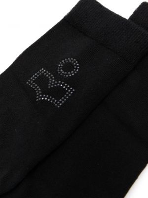 Chaussettes brodeés en coton à imprimé Isabel Marant noir