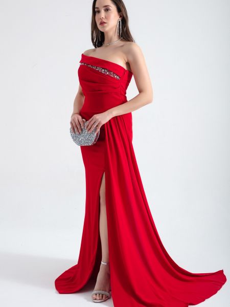 Večerní šaty s lodičkovým výstřihem Lafaba červené