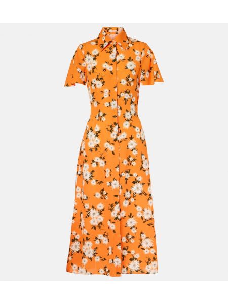 Blommig slits klänning Emilia Wickstead orange