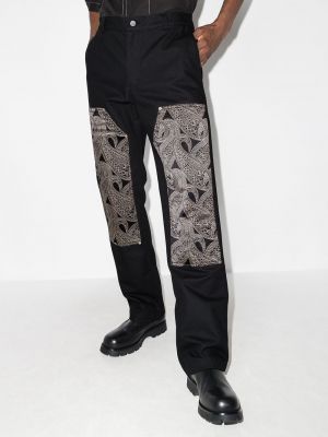 Rovné kalhoty s paisley potiskem Nahmias černé