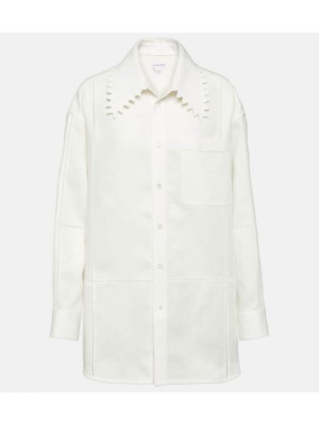 Bílá oversized lněná košile Bottega Veneta