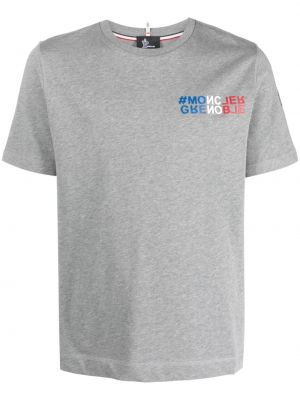 Kokvilnas t-krekls ar apdruku Moncler Grenoble pelēks
