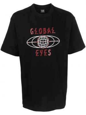 Памучна тениска с принт 44 Label Group черно