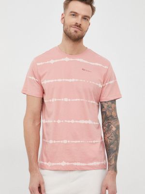 Памучна тениска с дълъг ръкав с принт Pepe Jeans розово