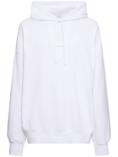 Hoodie di cotone in jersey Gucci bianco