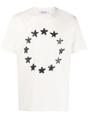 T-shirt di cotone con stampa con motivo a stelle Etudes bianco