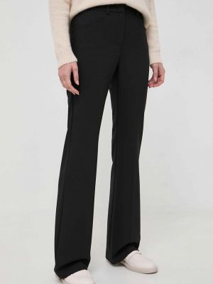 Jednobarevné kalhoty s vysokým pasem Max&co. černé
