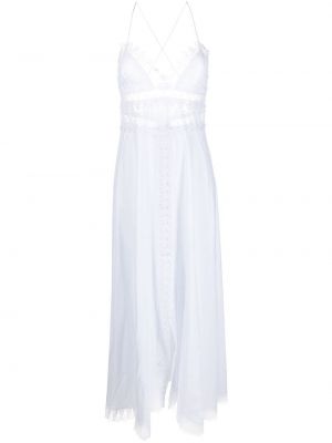 Ажурное платье макси с вышивкой на шнуровке Charo Ruiz Ibiza, белое