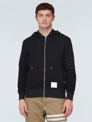 Medvilninis šilkinis džemperis su gobtuvu Thom Browne juoda