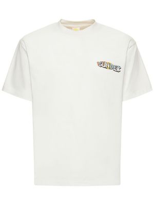 Bavlněné tričko s potiskem jersey Sundek bílé