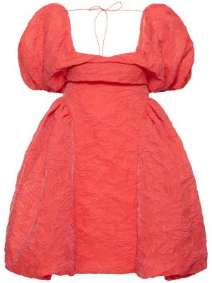 Bombažna obleka z puhastimi rokavi Cecilie Bahnsen rdeča