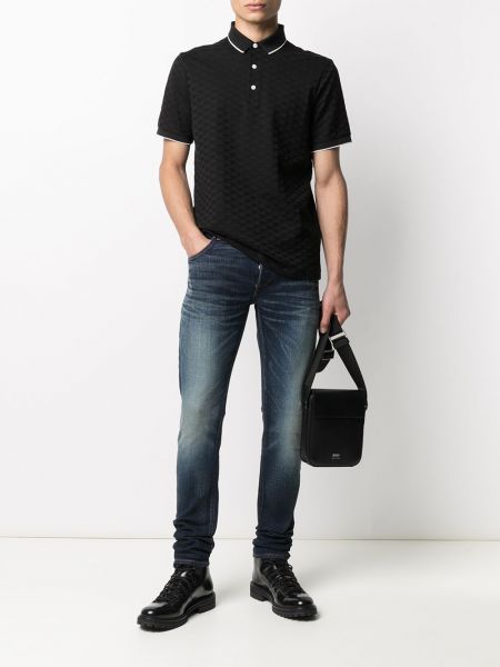Siuvinėtas polo marškinėliai Emporio Armani juoda