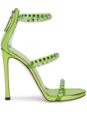 Sandales à talons à talon aiguille en cristal Giuseppe Zanotti vert