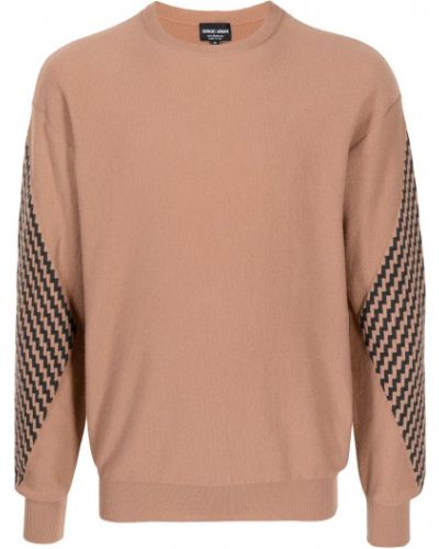 Jersey de tela jersey con estampado geométrico Giorgio Armani marrón