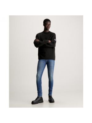 Pantalones skinny de algodón Calvin Klein Jeans azul