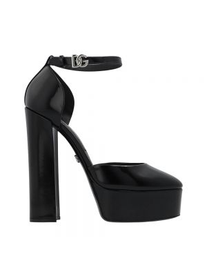 Chaussures de ville en cuir à plateforme vernis Dolce & Gabbana noir