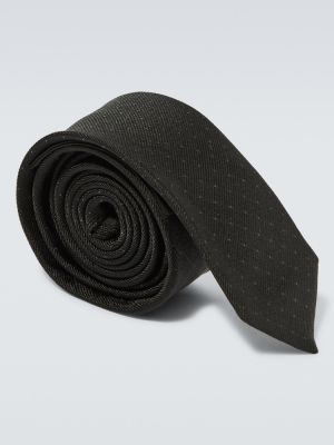 Gepunktete seiden krawatte Saint Laurent schwarz