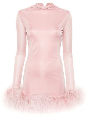 Koktel haljina sa perjem s draperijom 16arlington ružičasta