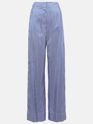Шелковые брюки с высокой талией в полоску Burberry синие