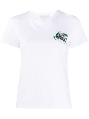 Camiseta con bordado de flores Etro blanco