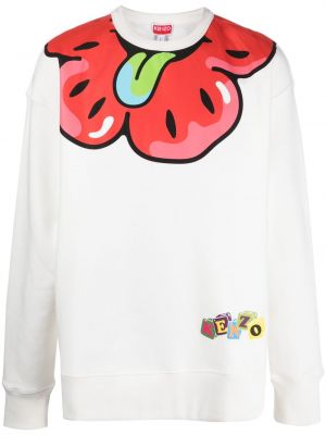 Sweat à fleurs à imprimé Kenzo blanc